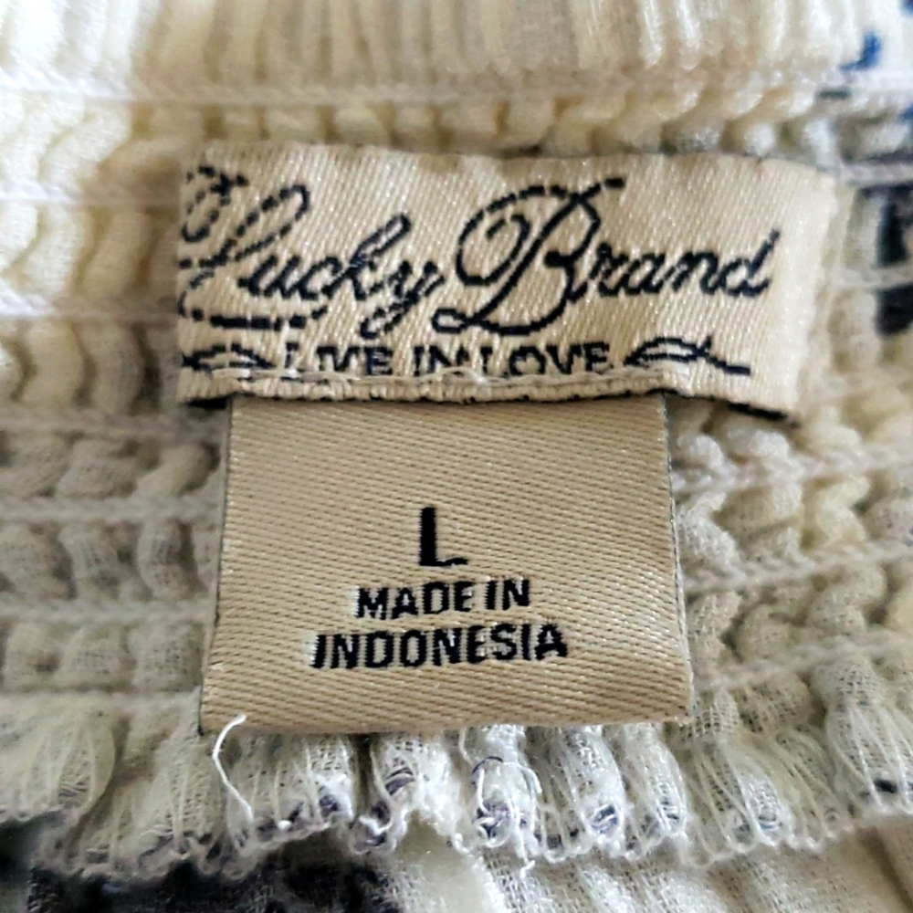 Size large blouse white/blue Lucky Brand